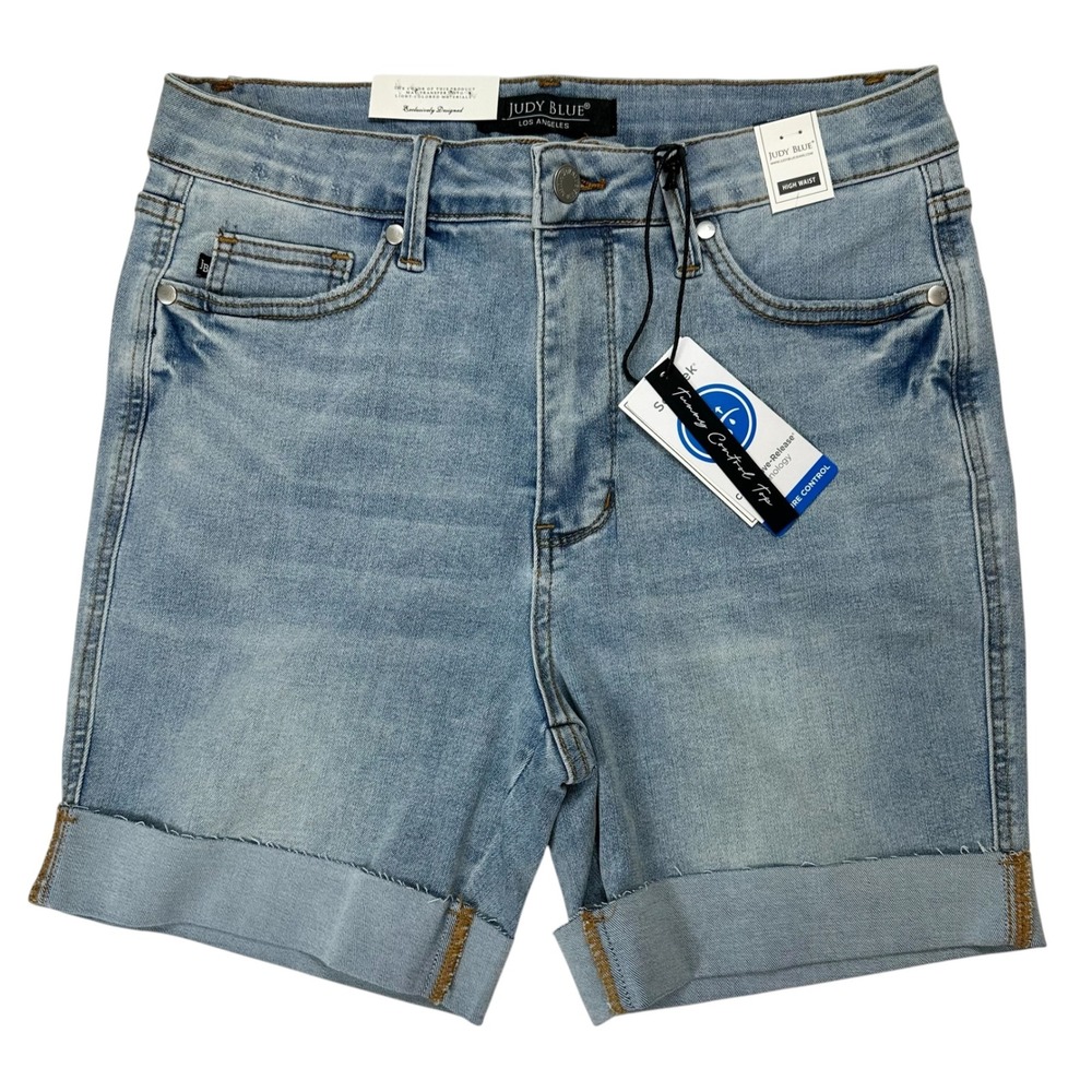 Judy Blue High Waist Tummy Control Denim Shorts Sorbtek Med Blue Large JB150205